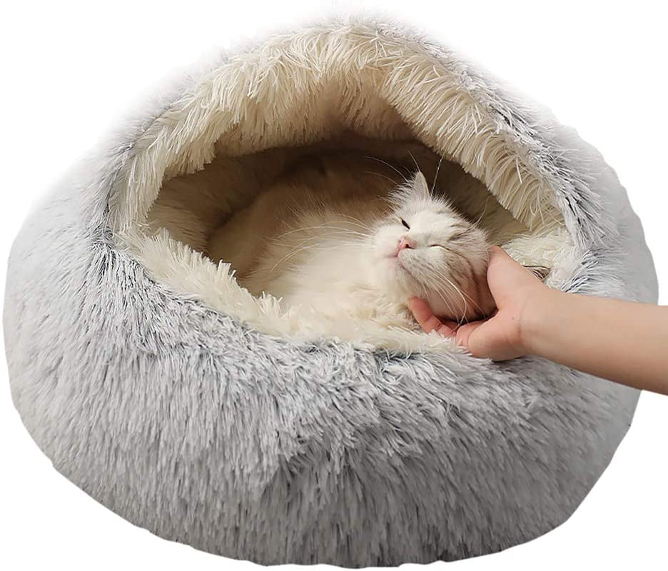 FLURRY HAVEN: The Round Plush 2 -in-1 Bed for Your Beloved Dog and Cat