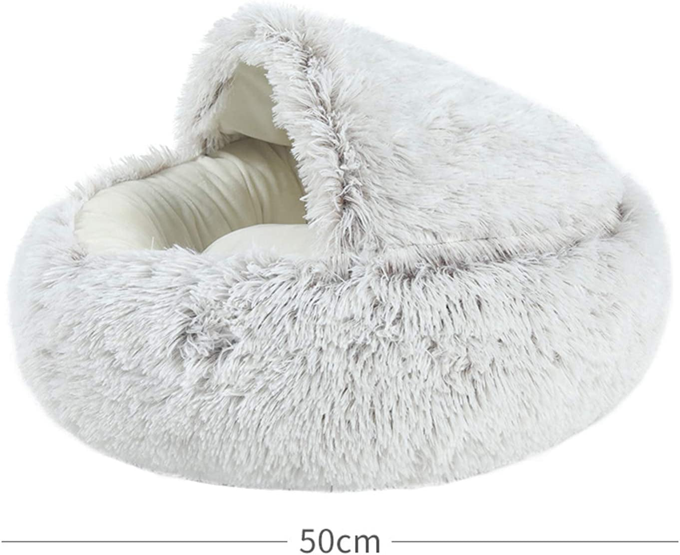 FLURRY HAVEN: The Round Plush 2 -in-1 Bed for Your Beloved Dog and Cat